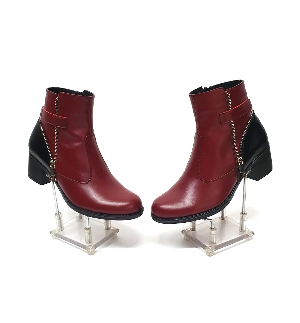 Catinca Shoes GX51 BON ghete dama piele naturala bordo negru