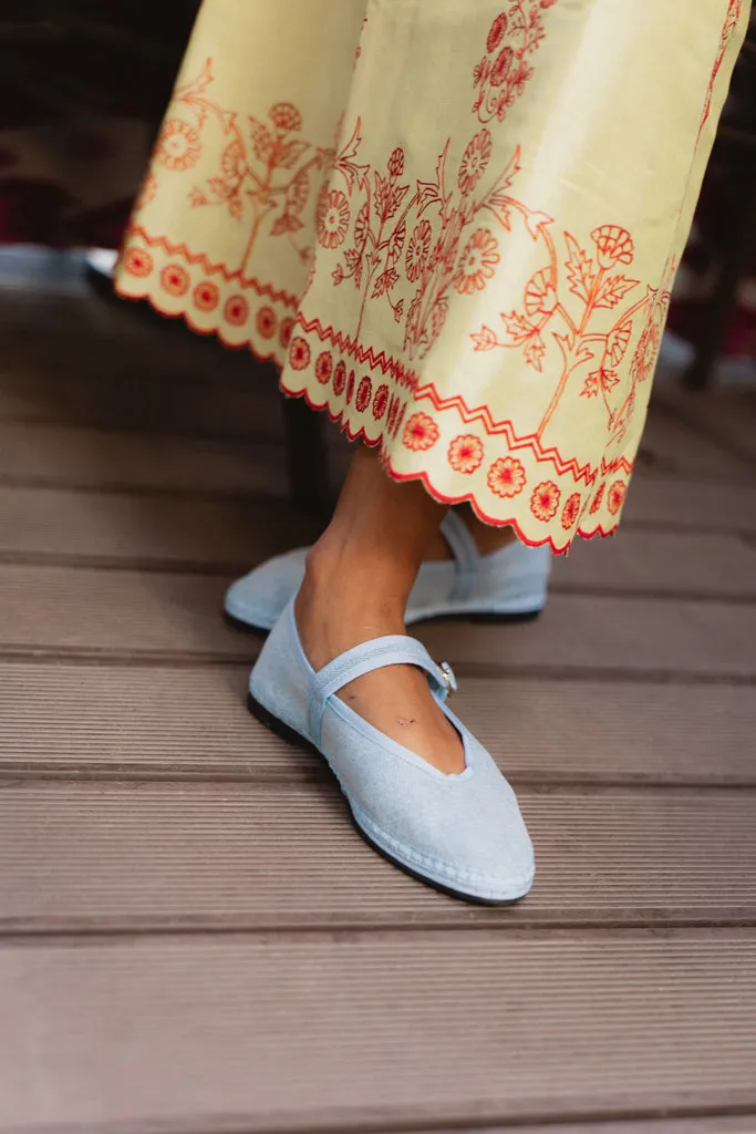 Flagelus Pierre Light Denim Blue balerini denim albastru deschis