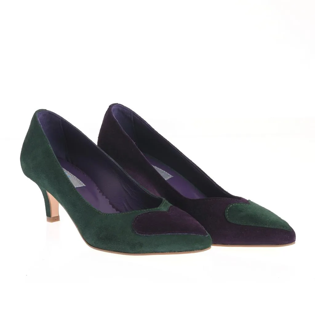 Ana Urbana Mihaela pantofi verde-mov toc 4 cm