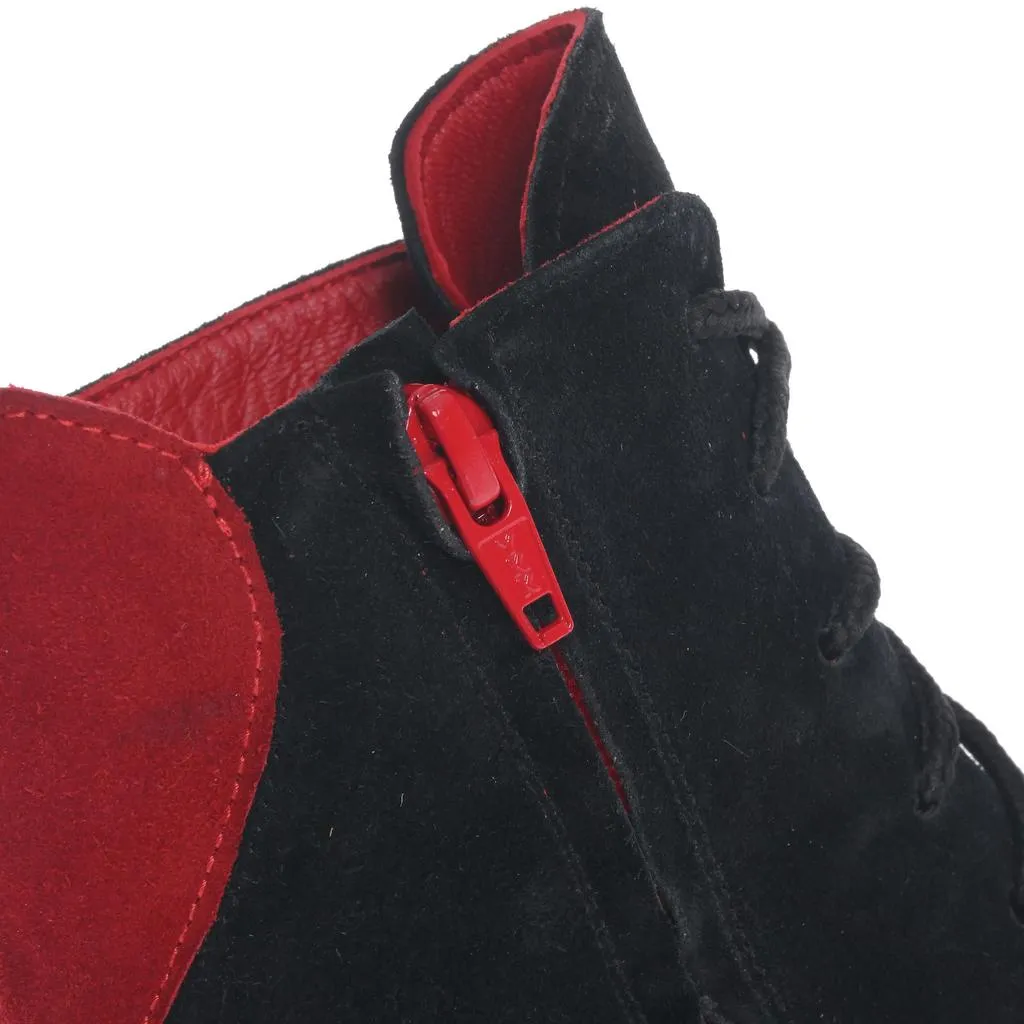 Ana Urbana Shoes Philadelphia bocanci negru-rosu piele intoarsa