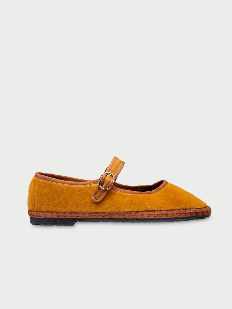 Flagelus Amaranta pantofi mary jane mustar catifea