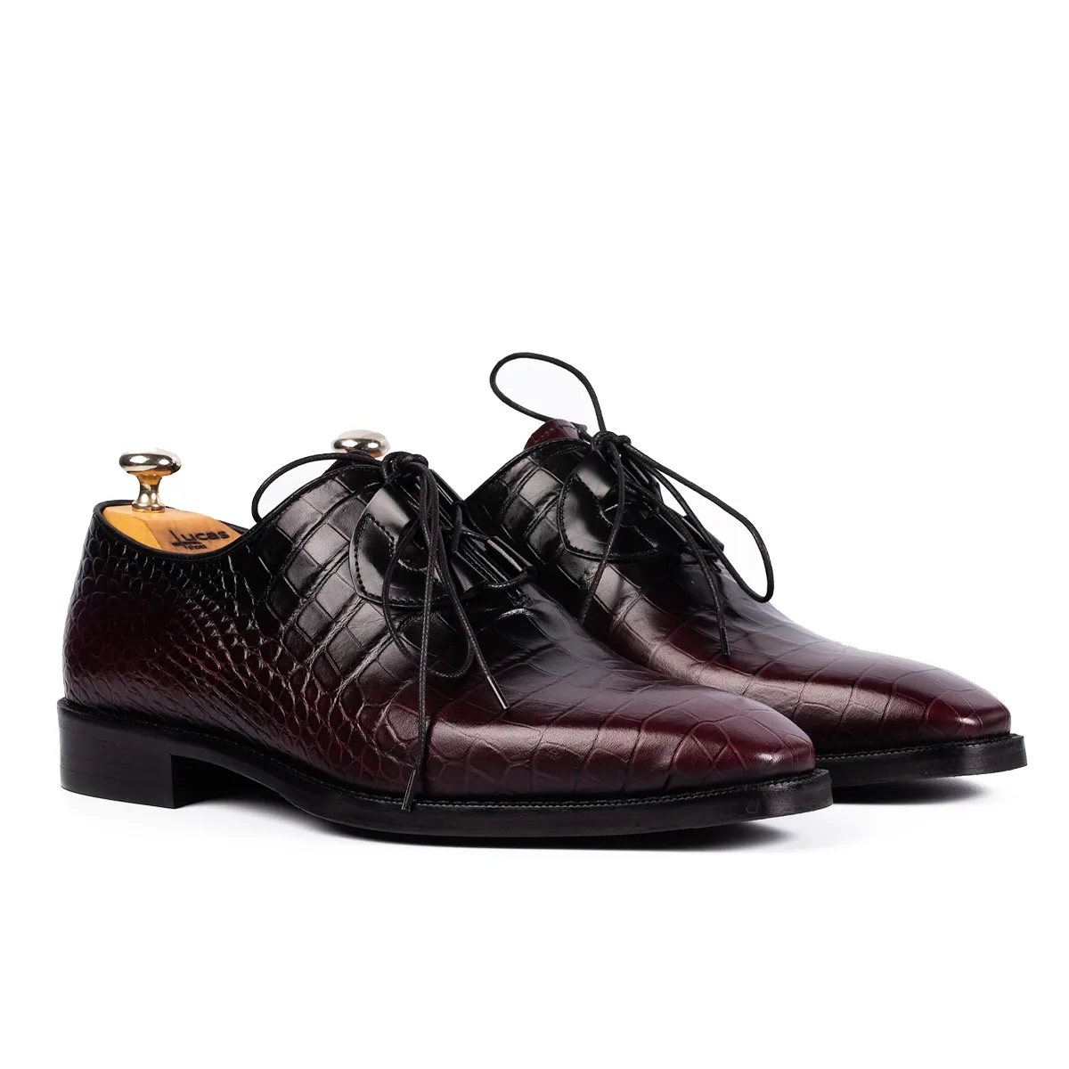Lucas Shoes Elegant 725 pantofi piele bordo croco