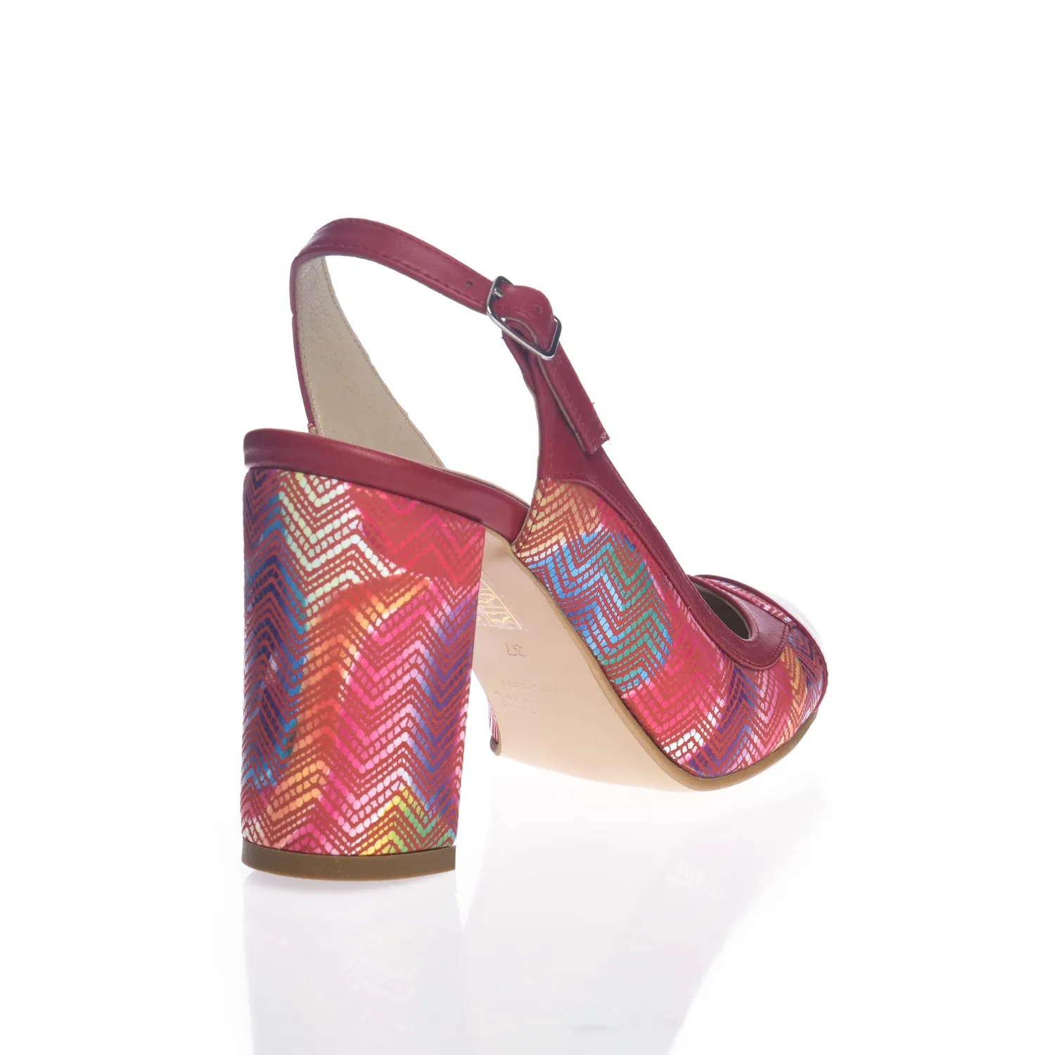 Catinca Shoes 269 RM sandale dama rosu toc multicolor