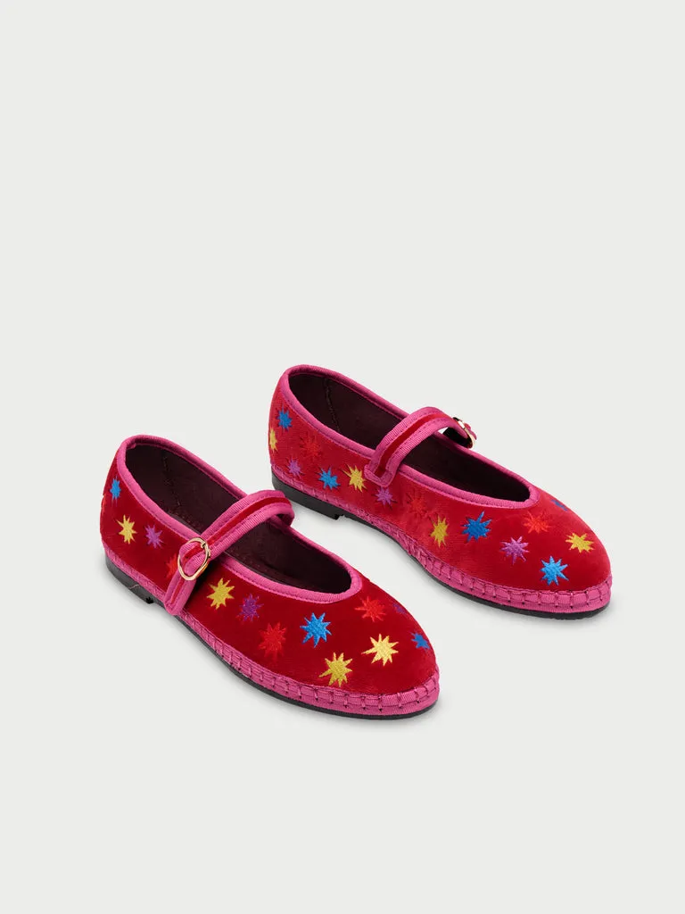 Flagelus Royal Stardust Red pantofi roșii catifea