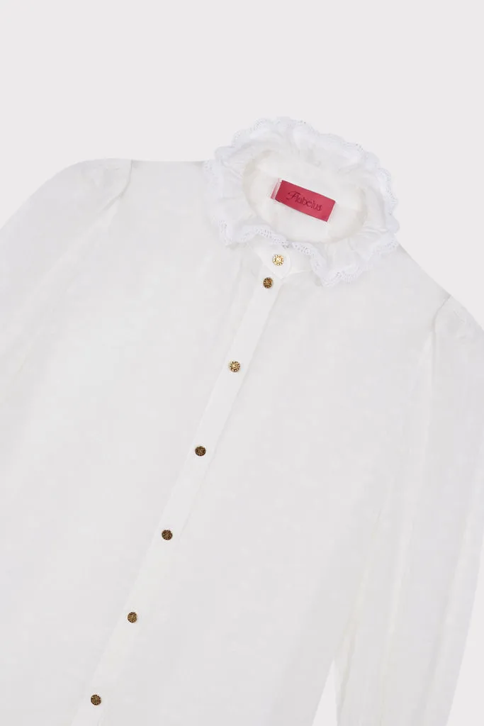 Flagelus Glinda Bubble bluza bumbac alba cu broderie