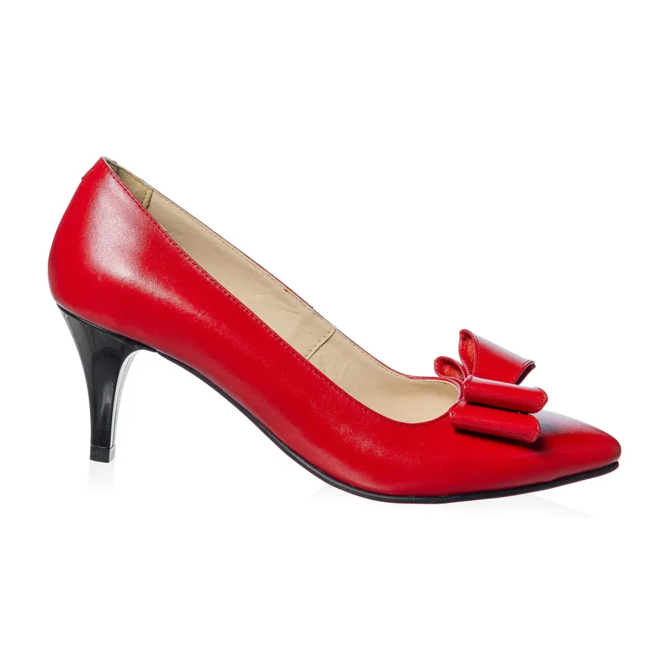Catinca Shoes A20 RB pantofi dama piele naturala rosu funda