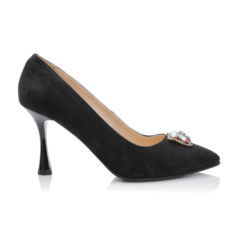 Catinca Shoes A65 NA pantofi dama antilopa negru