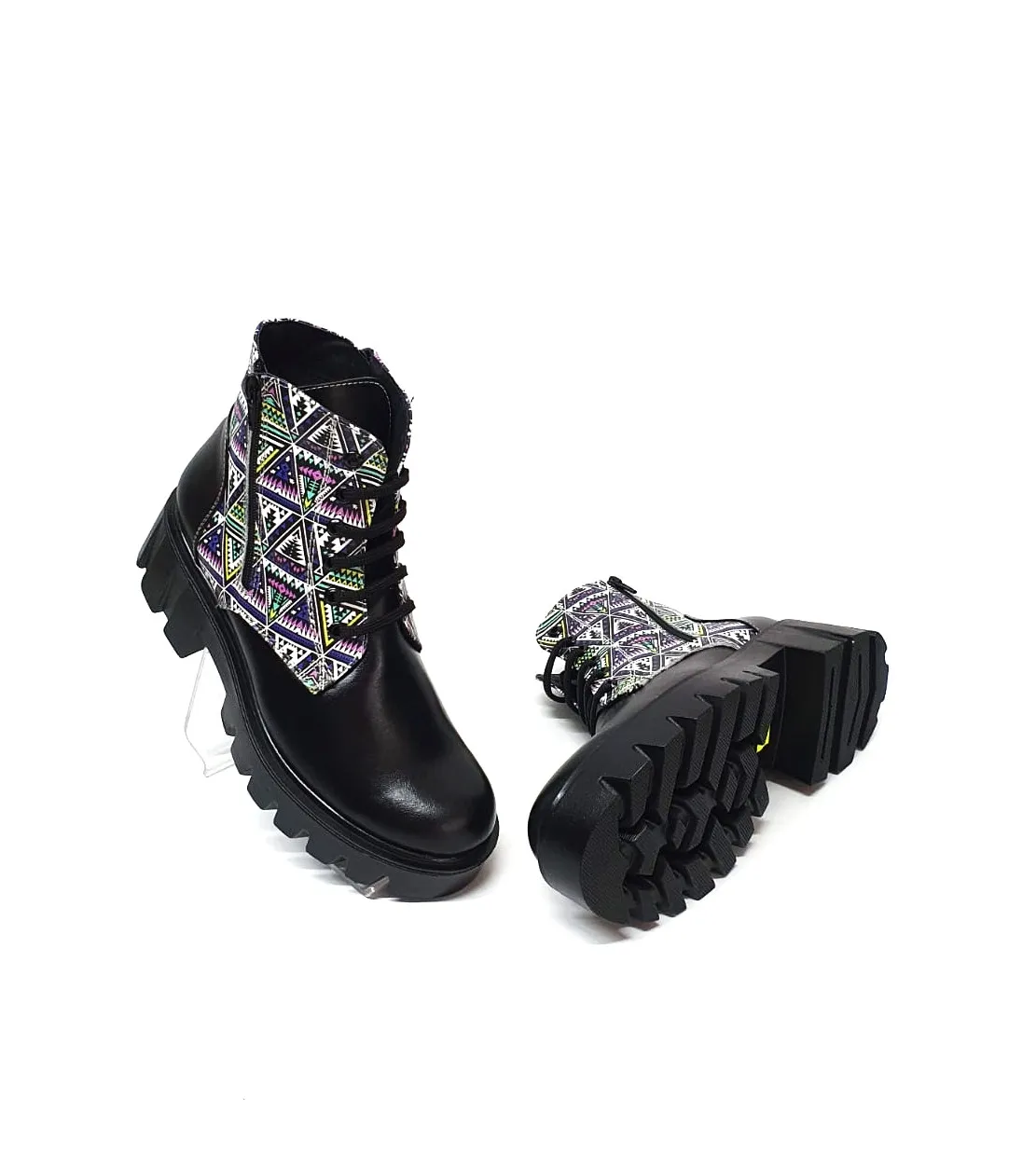 Catinca Shoes BC35 NBT bocanci dama piele negru triunghiuri