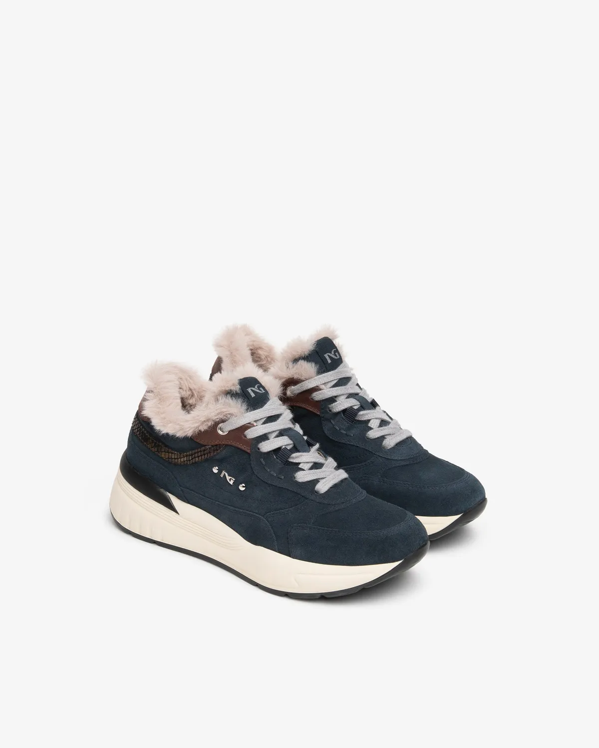 NeroGiardini sneakers dama piele intoarsa cu blana
