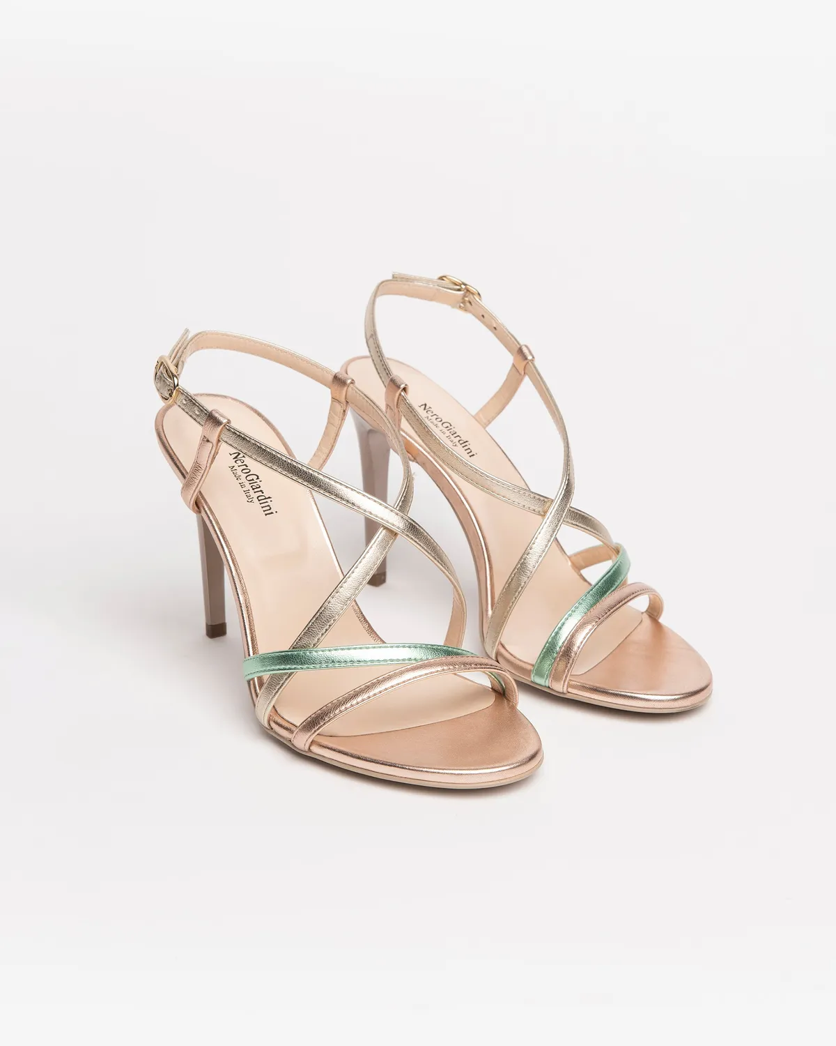 NeroGiardini sandale piele dama toc 9,5 cm multicolor
