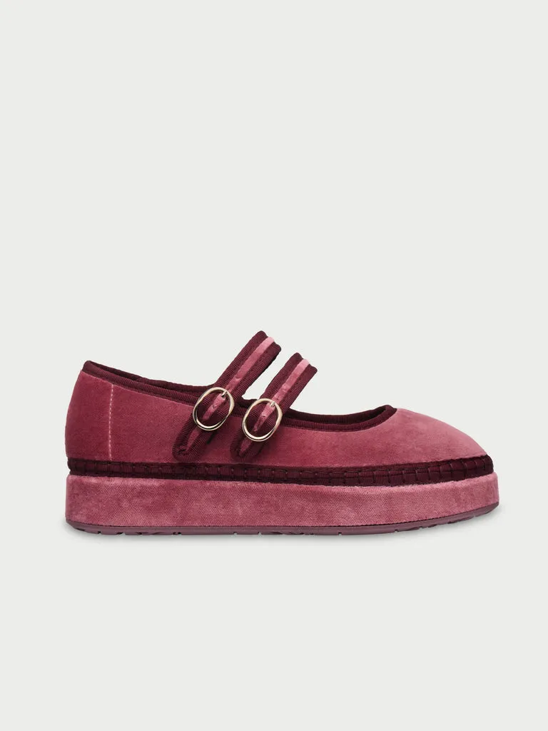Flagelus Double O’Brien pantofi rosii catifea
