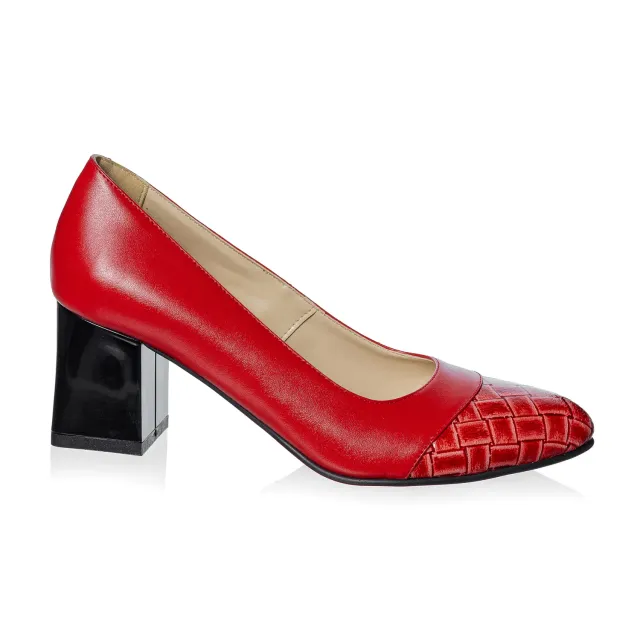 Catinca Shoes A3 RIR pantofi dama piele rosu impletit