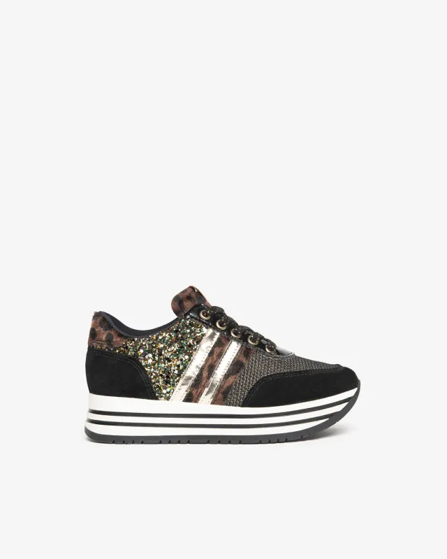 NeroGiardini Teens sneakers piele intoarsa fete sclipici 31-39