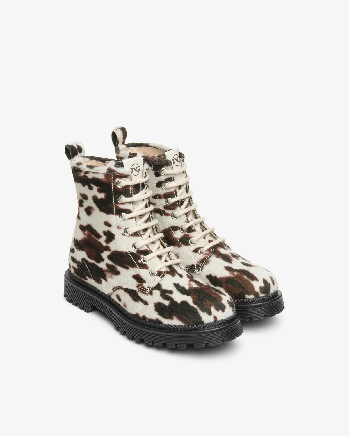 NeroGiardini bocanci fete piele animal print cu fermoar
