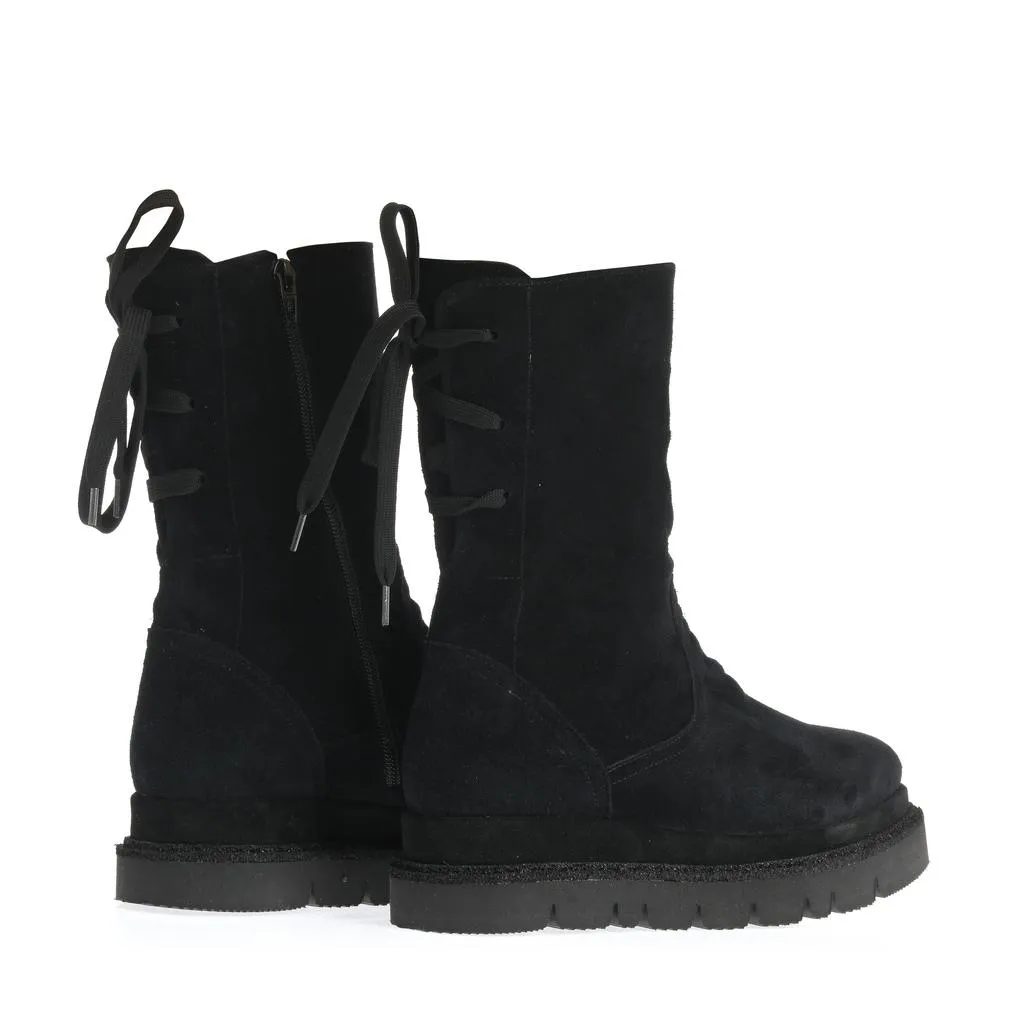 Ana Urbana Shoes Sonia ghete piele întoarsă negre