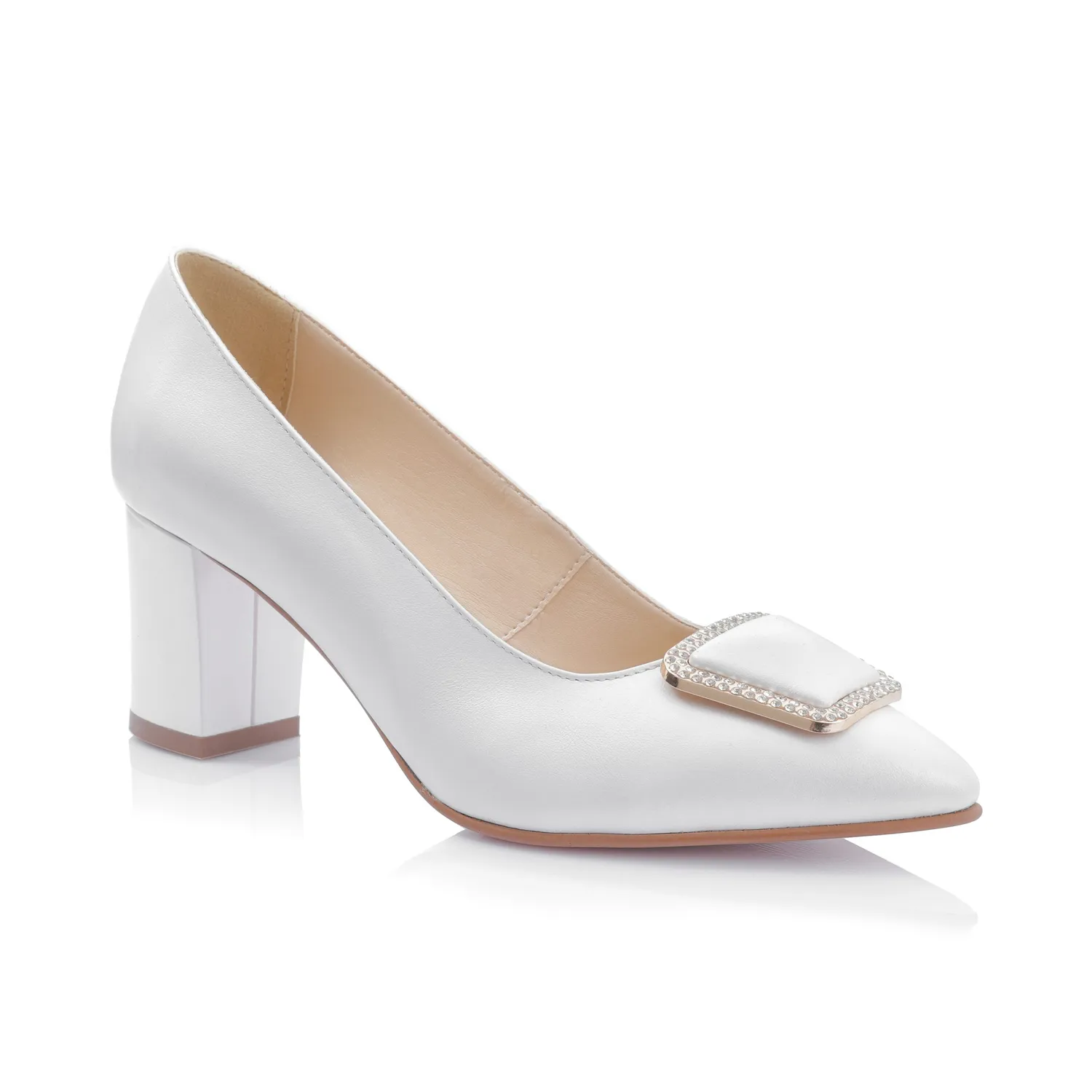 Catinca Shoes A61 AB pantofi dama alb box piele naturala