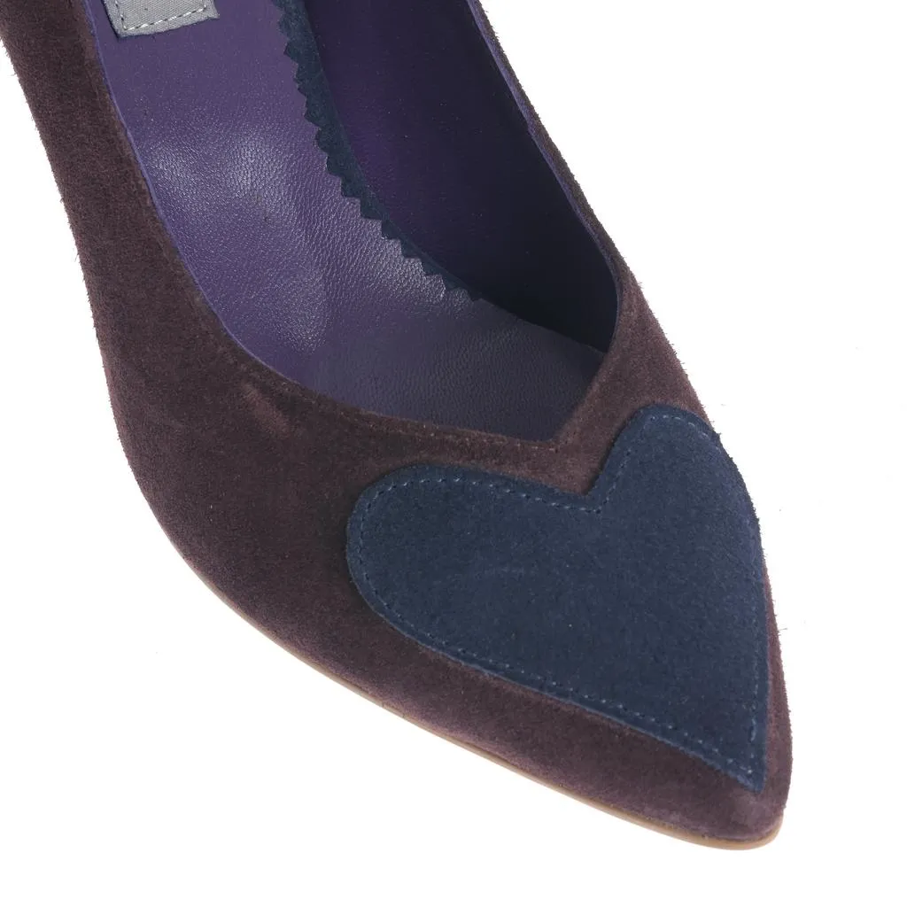 Ana Urbana Madrid pantofi piele bleumarin-maro toc 4cm