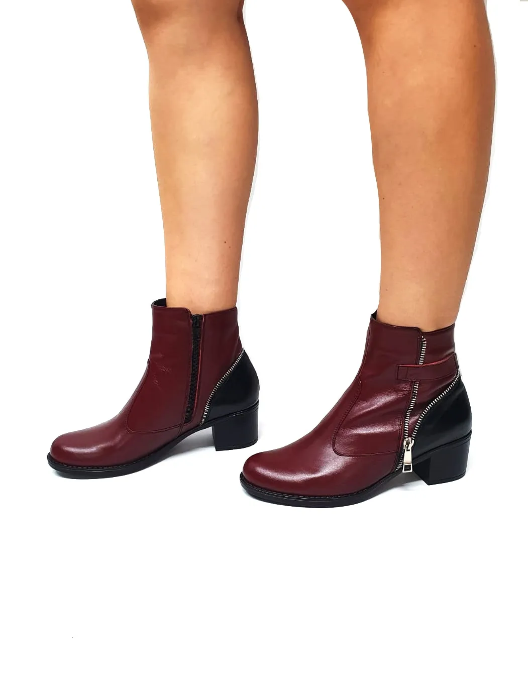 Catinca Shoes GX51 BON ghete dama piele naturala bordo negru