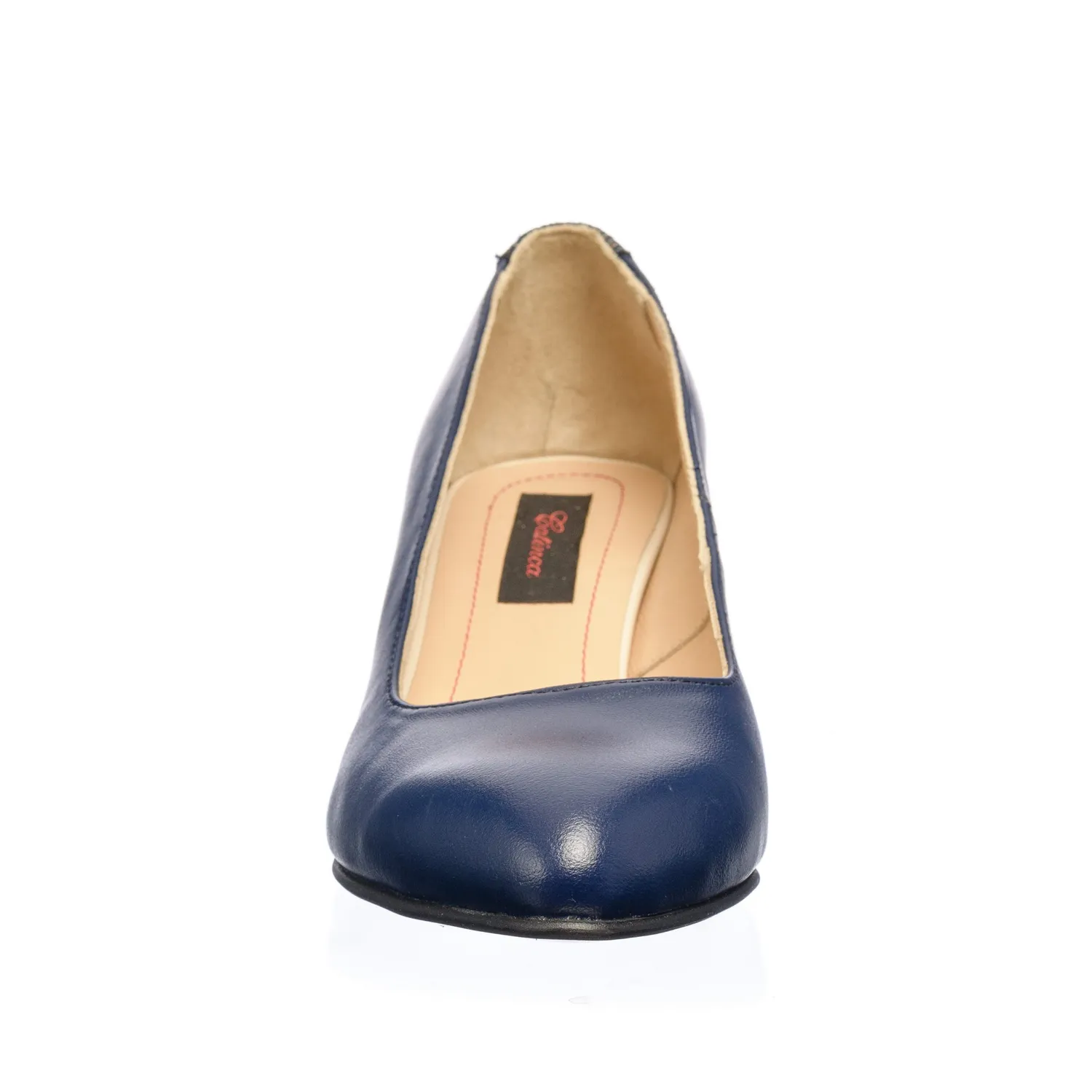 Catinca Shoes A4 BTD pantofi dama piele bleumarin toc dungi