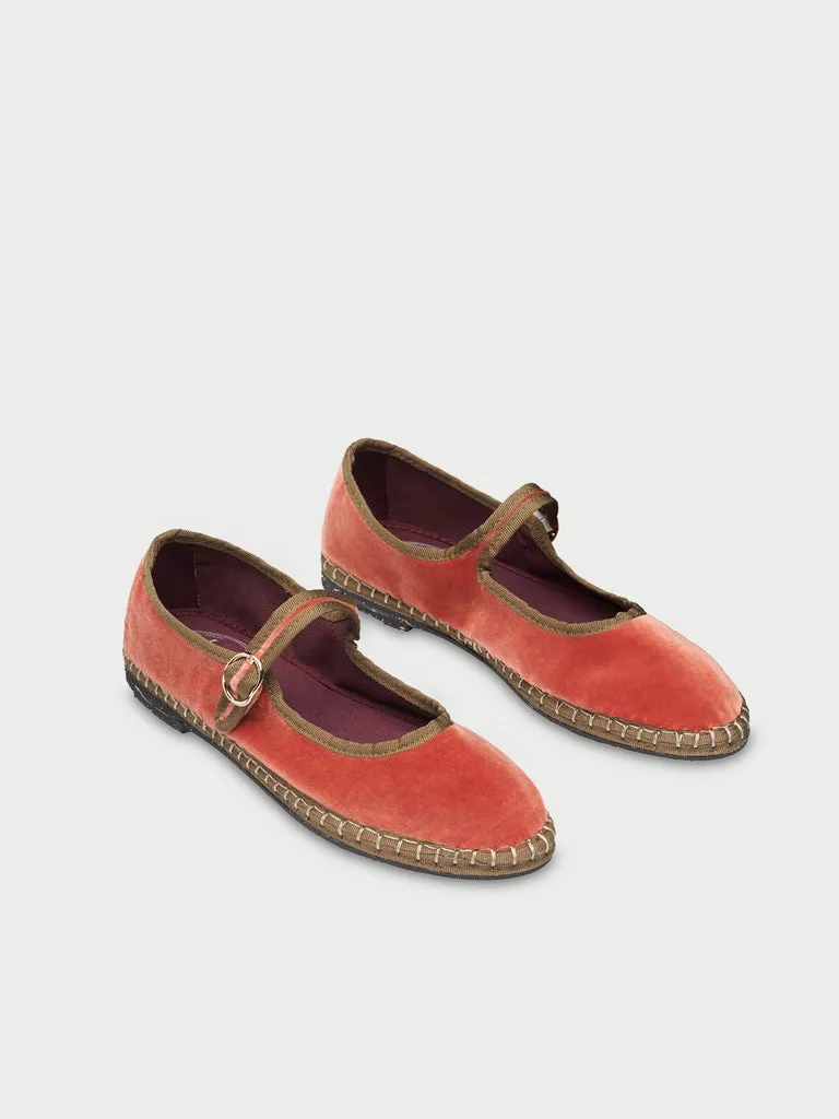 Flagelus Edmond pantofi Mary Jane portocaliu catifea