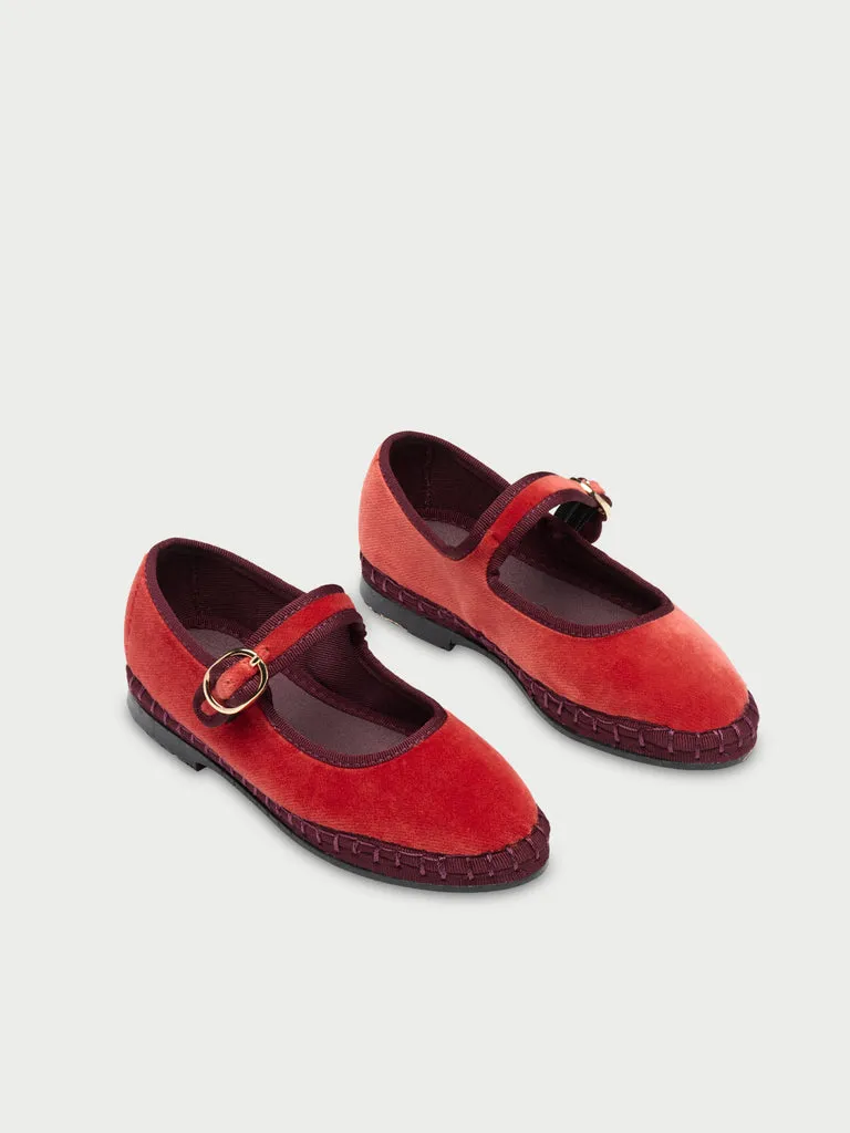 Flagelus Margaret Kids pantofi rosii catifea
