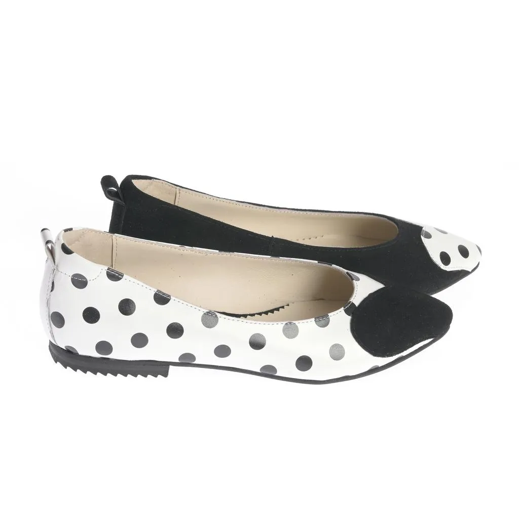 Ana Urbana Shoes Elena balerini negru-alb buline