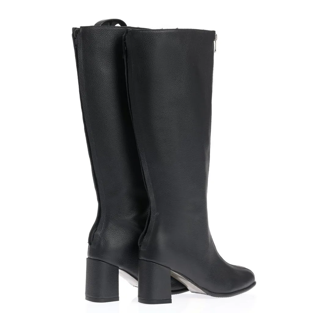 Ana Urbana Shoes Irina cizme negre piele toc gros