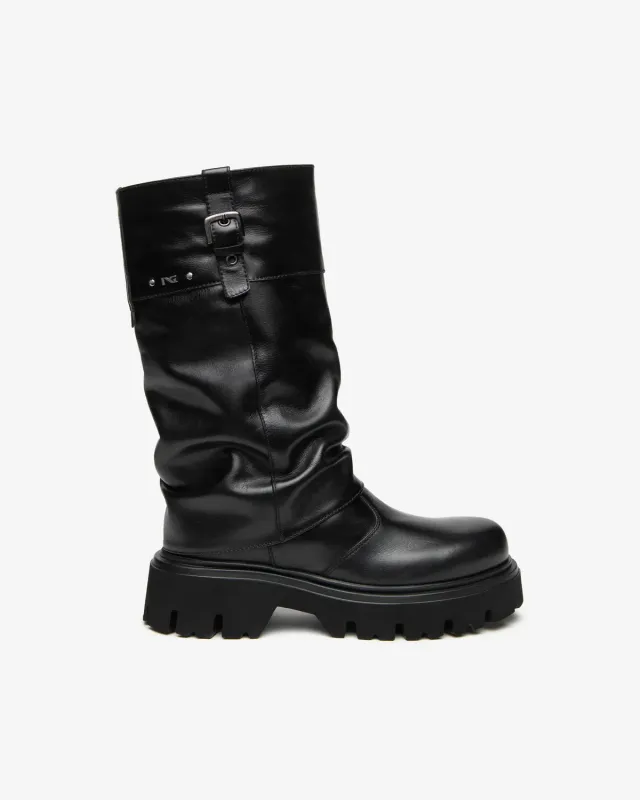 NeroGiardini cizme piele damă biker toc 55 mm