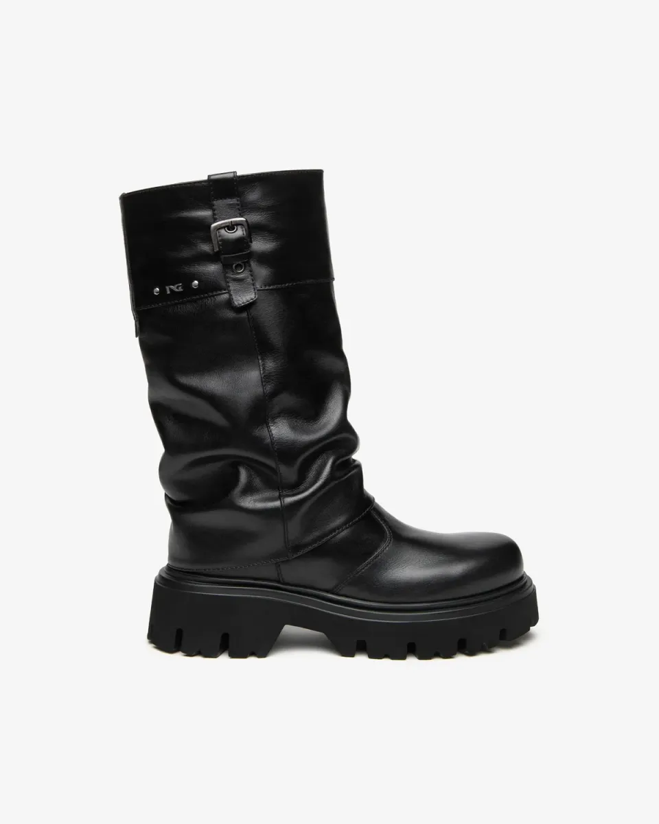 NeroGiardini cizme piele damă biker toc 55 mm