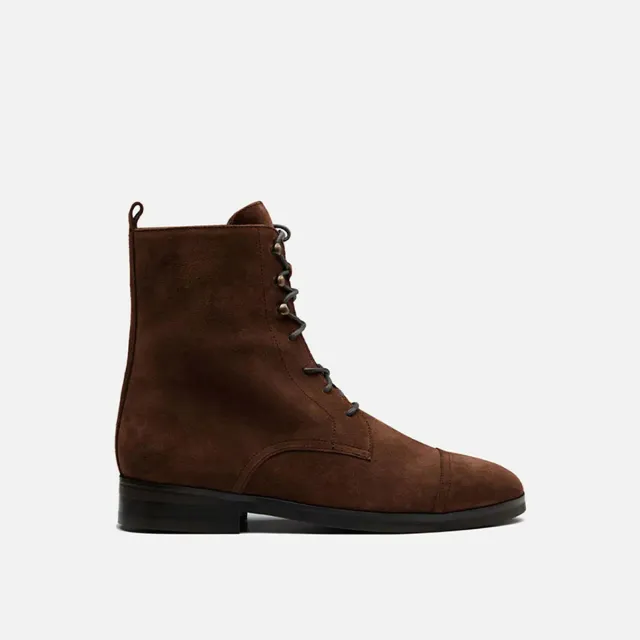 Cecilia Bringheli Eva Dark Brown botine piele întoarsă
