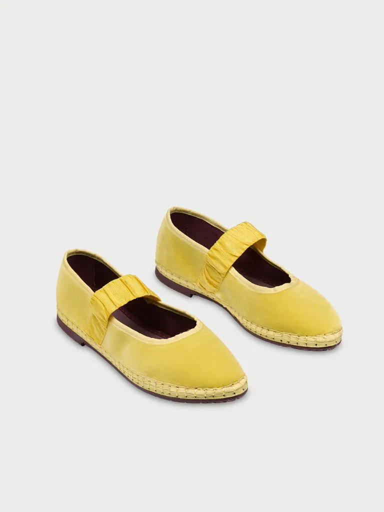 Flagelus Lady Mafalda Yellow pantofi velur galben siret