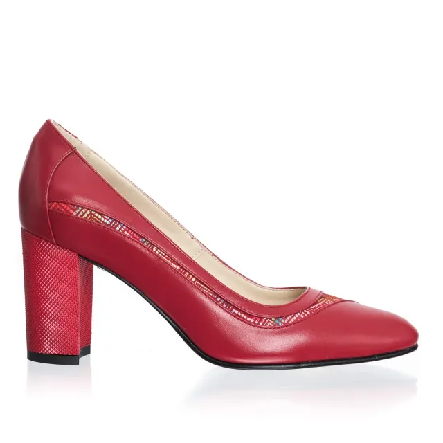 Catinca Shoes 163 RM pantofi dama piele naturala rosu mozaic