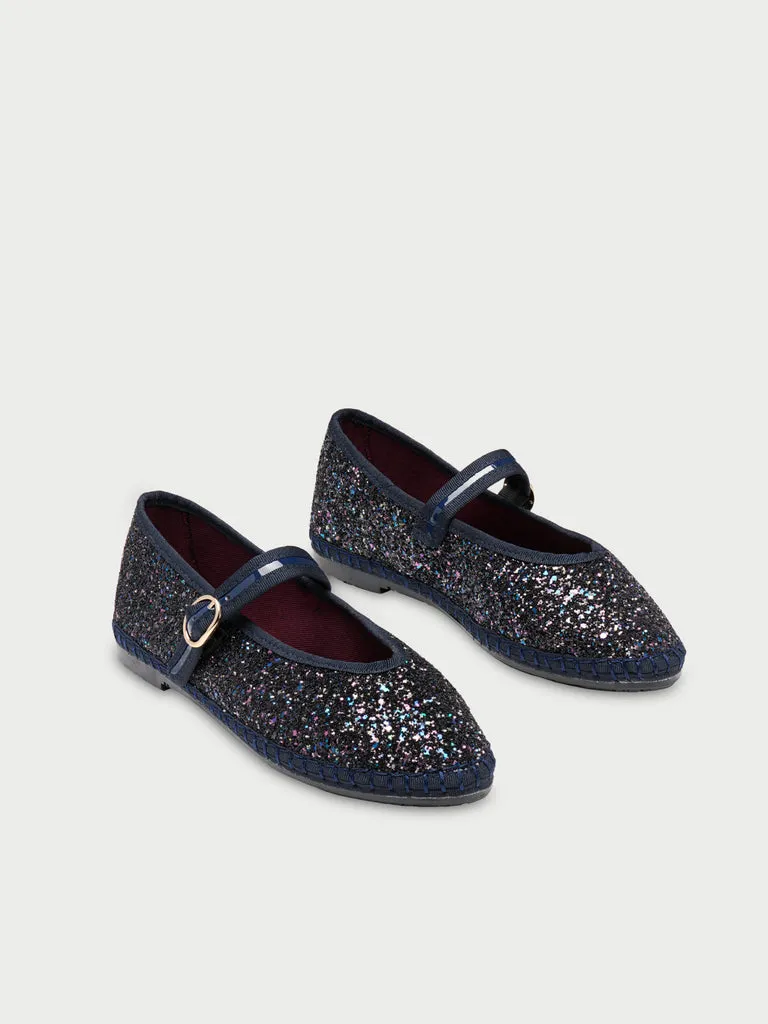 Flagelus Pierre Navy Glitter balerini bleumarin sclipici