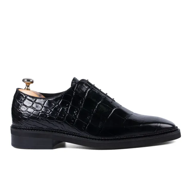 Lucas Shoes 725 Ukr Croco Negru pantofi piele