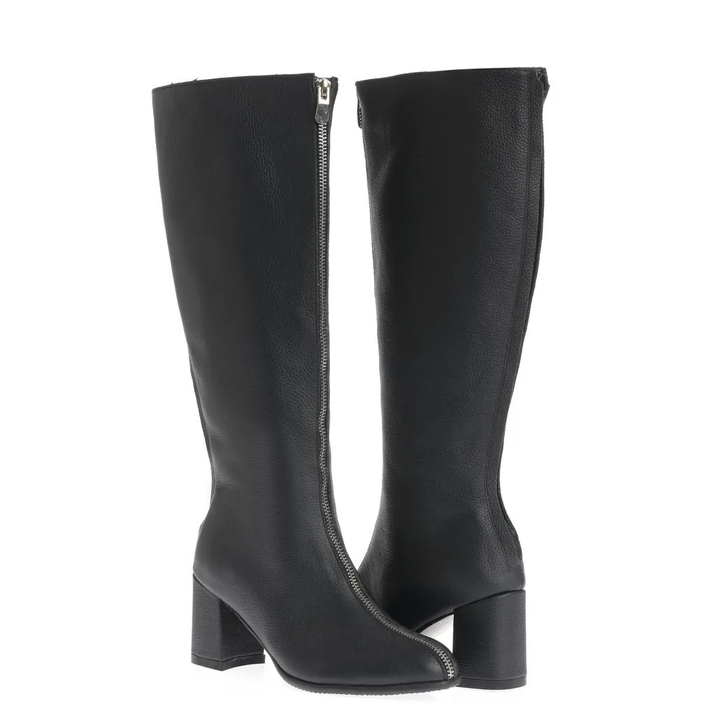 Ana Urbana Shoes Irina cizme negre piele toc gros