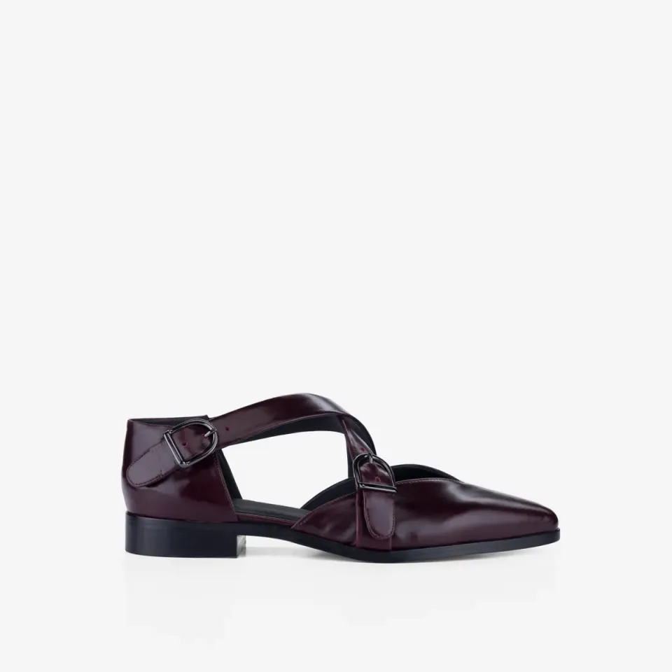 Cecilia Bringheli sandale dama piele bordo toc 2 cm