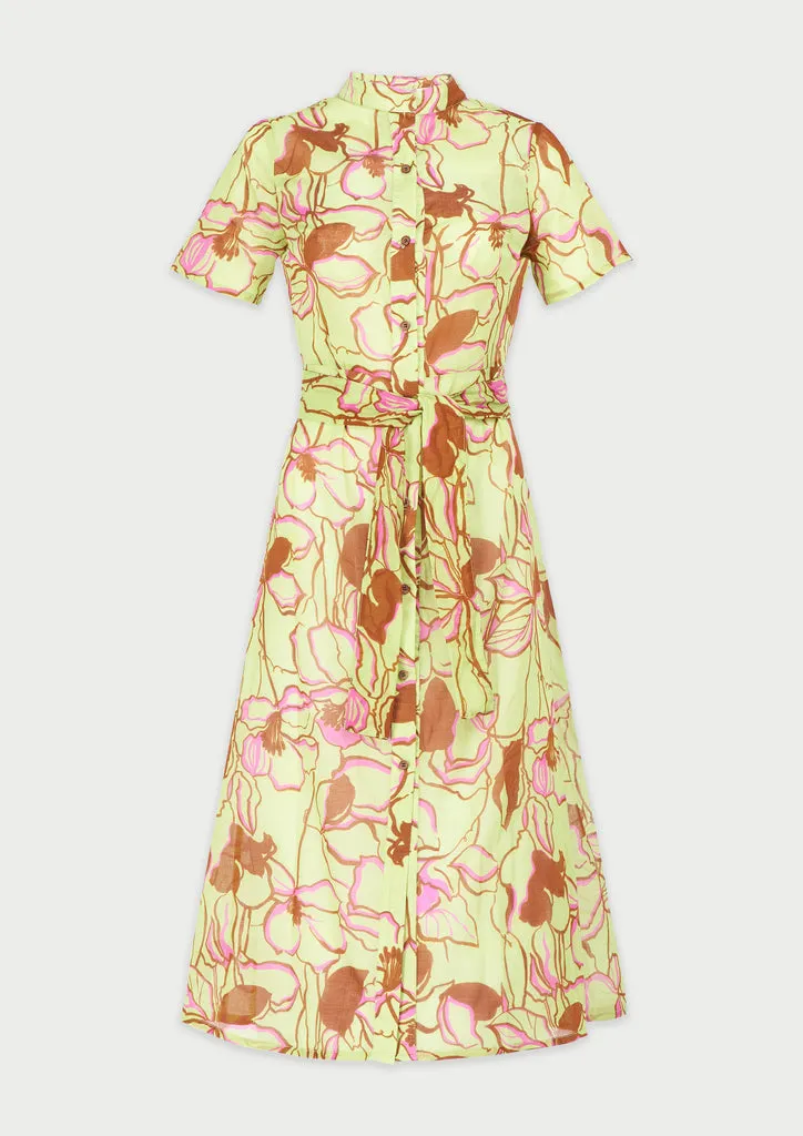Flagelus Mei Green Dress rochie midi verde