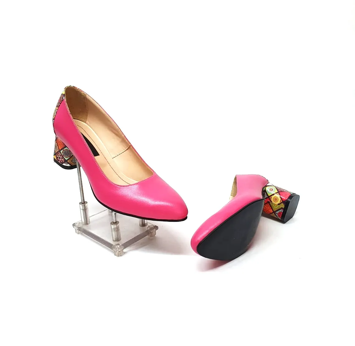 Catinca Shoes A4 RP3D pantofi dama piele roz patratele