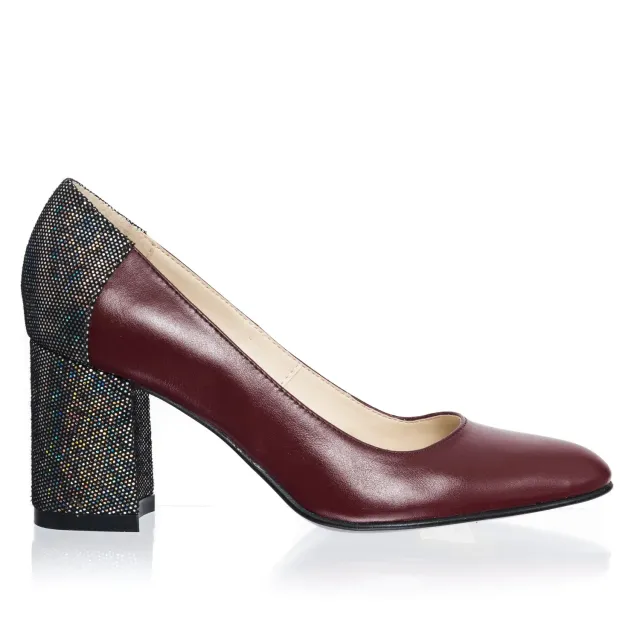 Catinca Shoes R12 BSC pantofi piele bordo sclipici