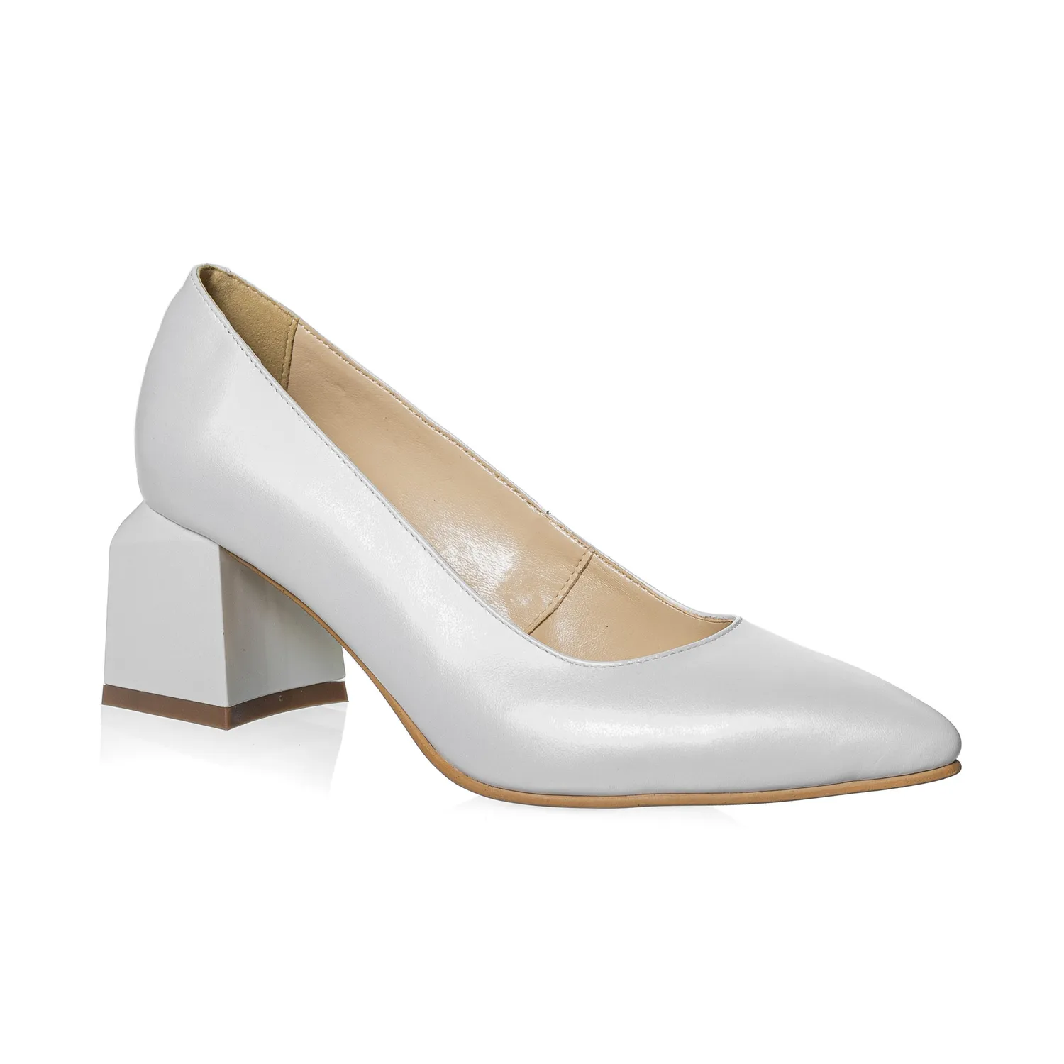 Catinca Shoes A36 AS pantofi dama alb sidef piele naturala