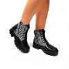 Catinca Shoes BC35 NBT bocanci dama piele negru triunghiuri