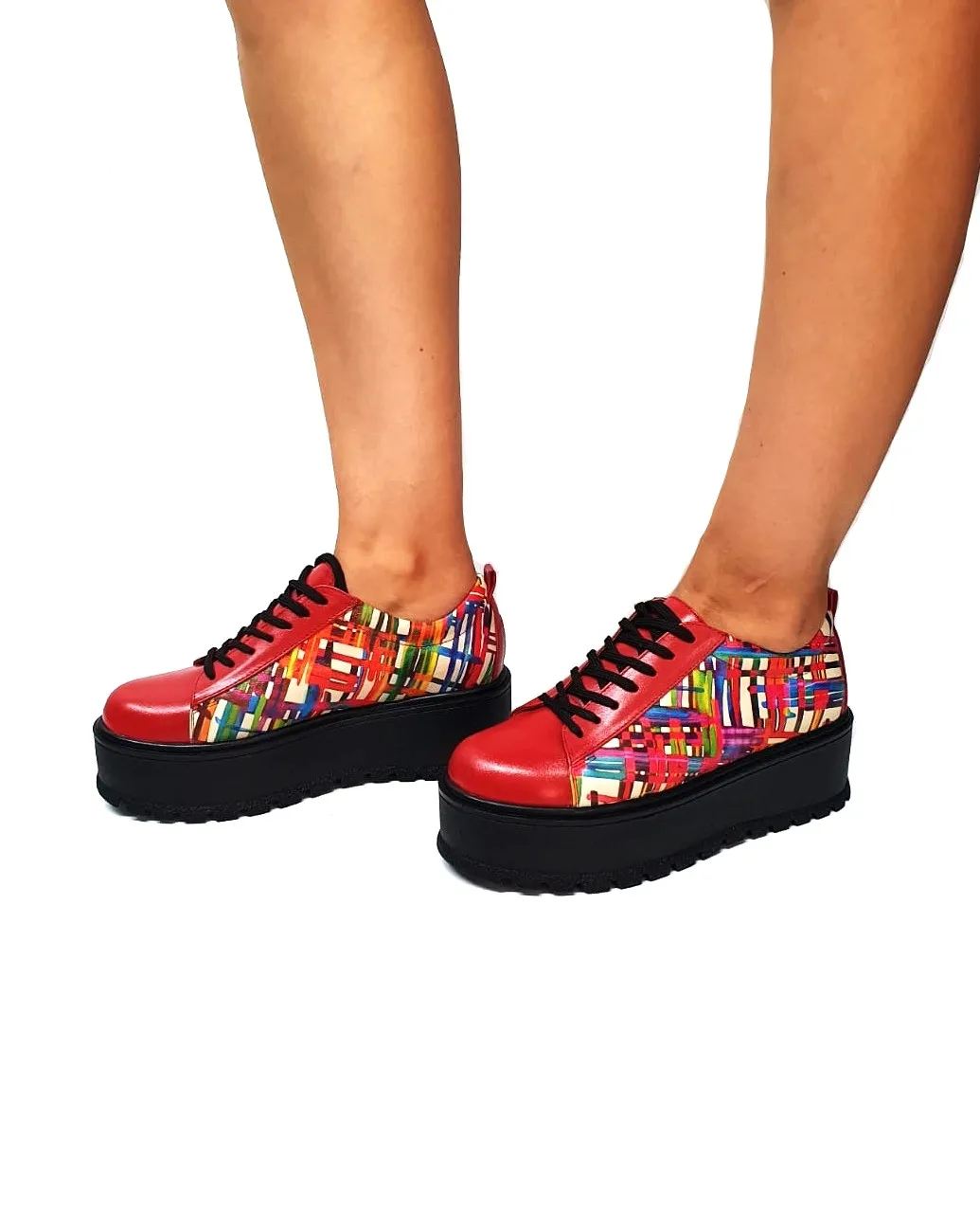Catinca Shoes X3 pantofi dama piele rosie cu linii