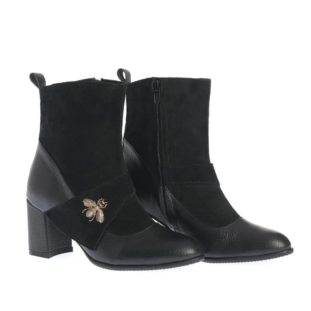 Ana Urbana Shoes Anemona botine negre toc gros 6 cm