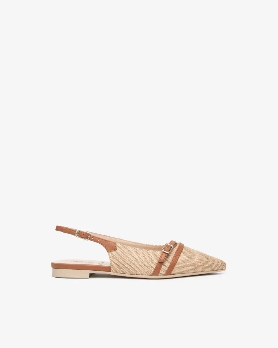 Pantofi slingback dama NeroGiardini piele si textil