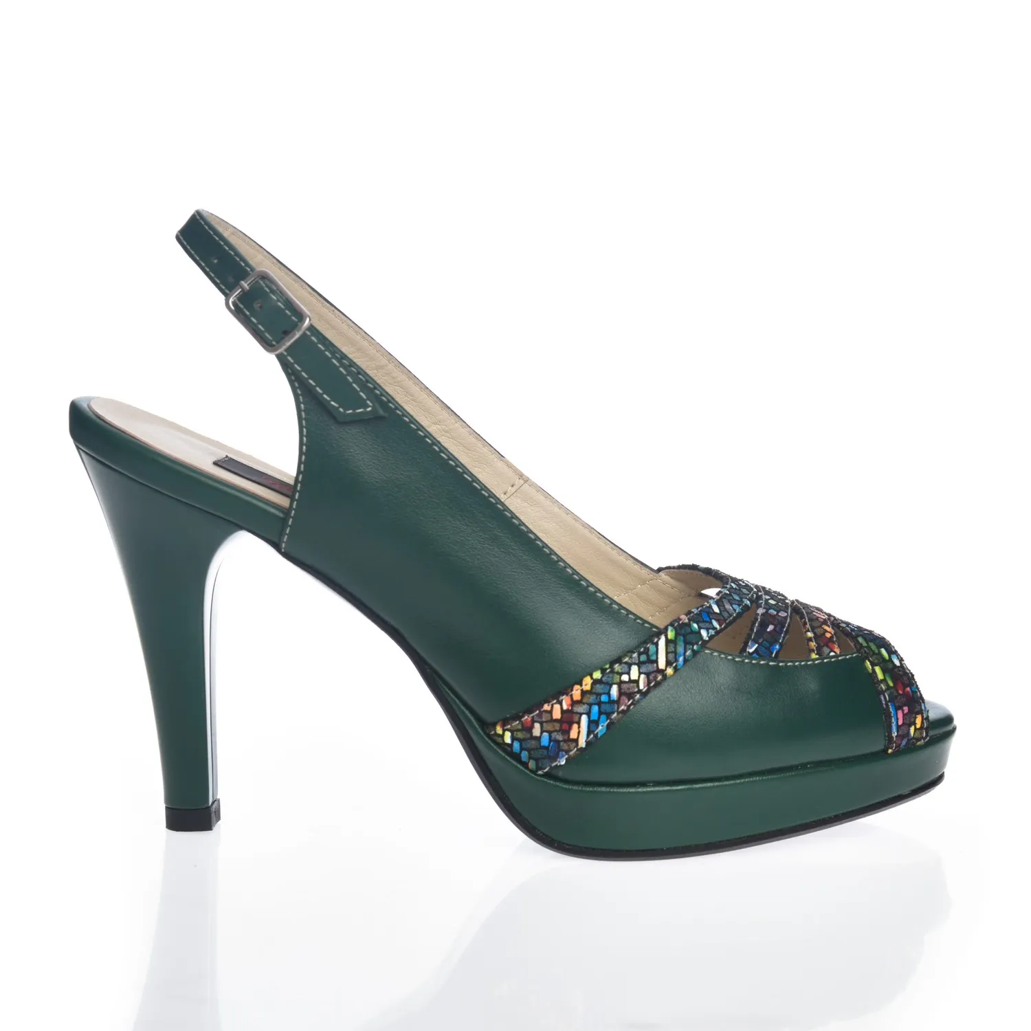 Catinca Shoes 025 VBM sandale dama verzi piele mozaic