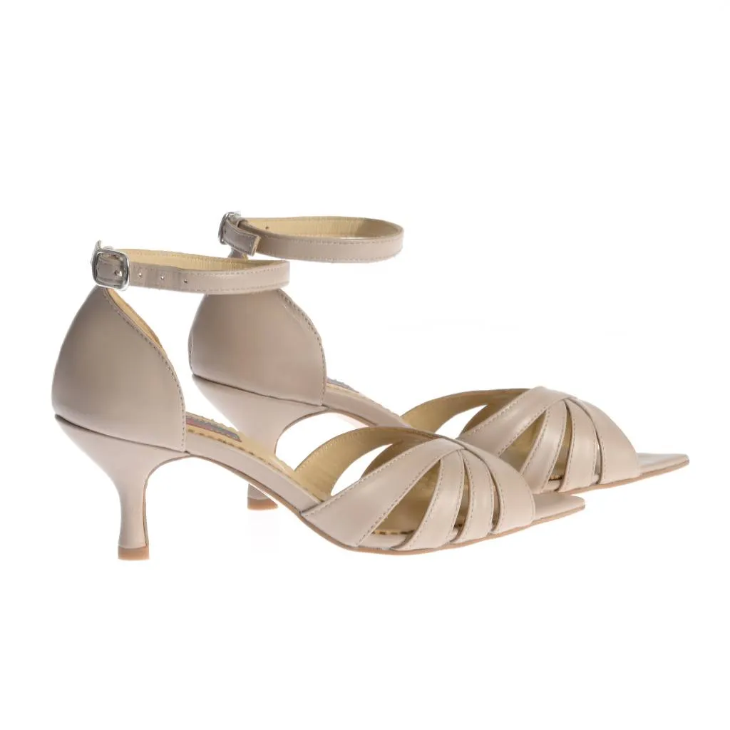 Ana Urbana Las Vegas sandale piele bej toc 5 cm