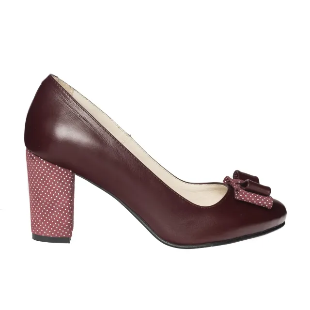 Catinca Shoes R5 BB pantofi damă piele naturală bordo buline