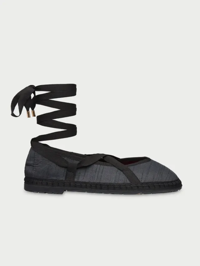 Flagelus Ribbon Caufield balerini negru matase