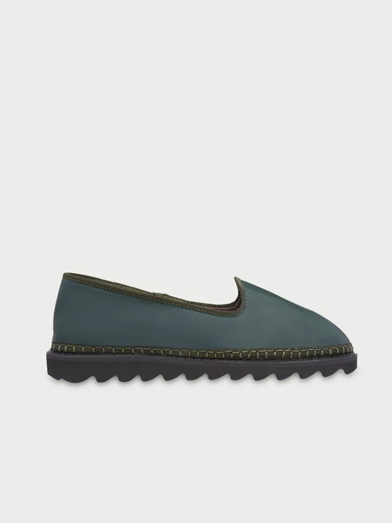 Flagelus Ame Green pantofi piele verde talpă track