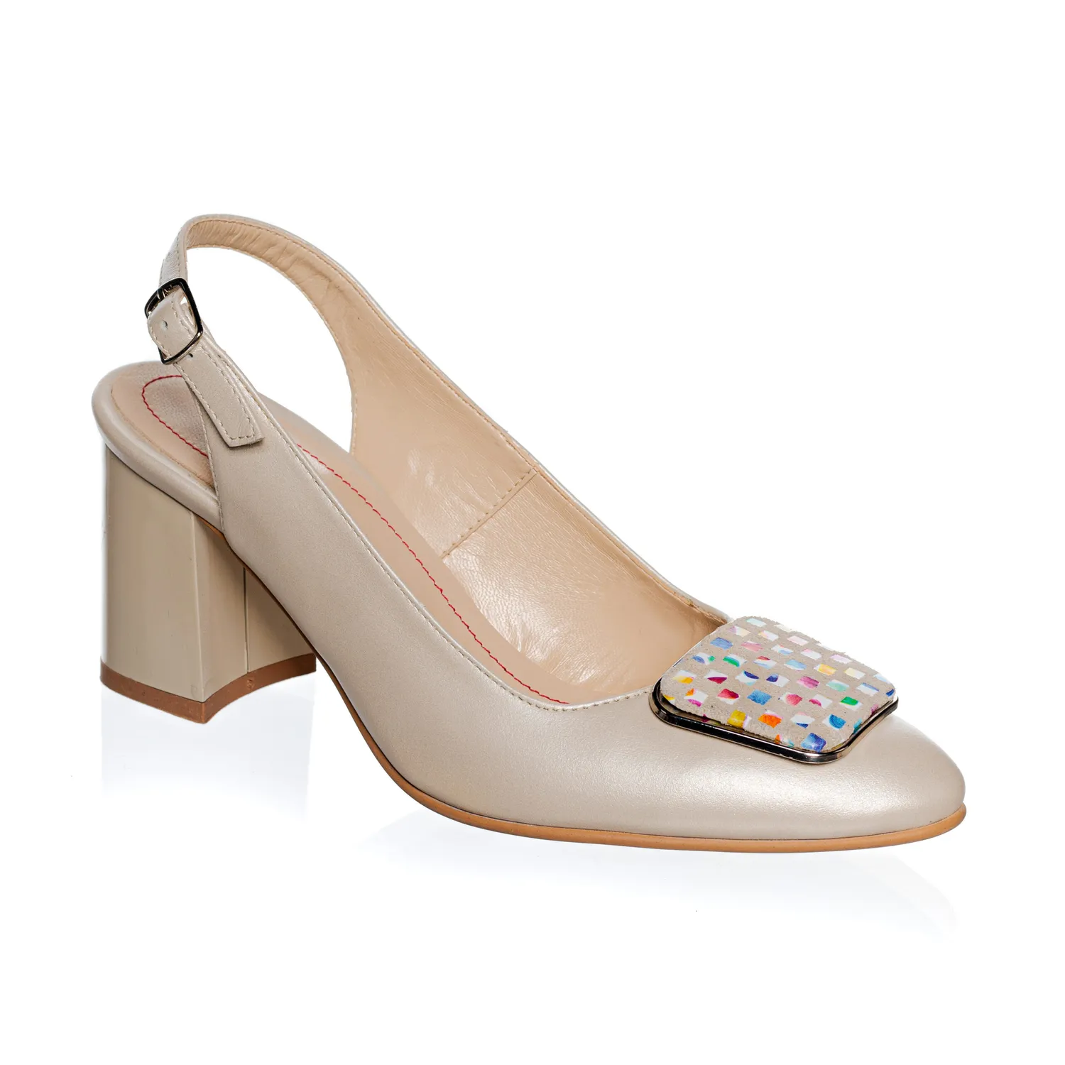Catinca Shoes D35 BSPC sandale piele bej sidef colorate